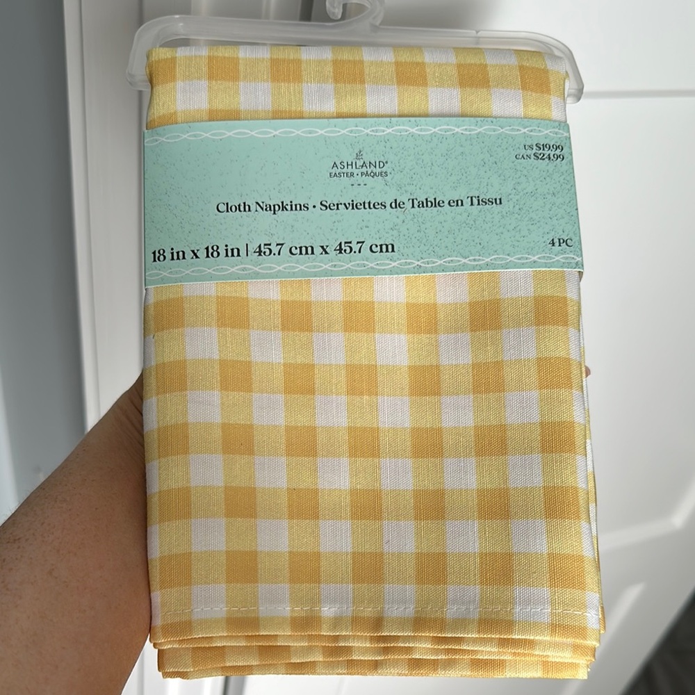 Ashland Yellow and White Gingham Cloth Napkins